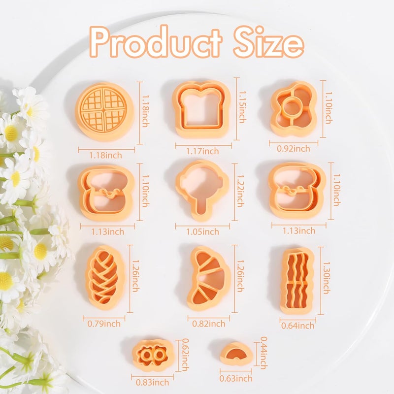 Puocaon Bread Polymer Clay Cutters - 11 Pcs Bakery Cutters for Polymer Clay Jewelry, Dessert Breakfast Theme Cutter Earring Making Kit for Earring Making - Image 3